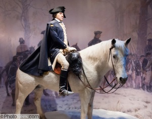 Sculpture of General George Washington on horse at age 45, Mount Vernon, Virginia, USA.